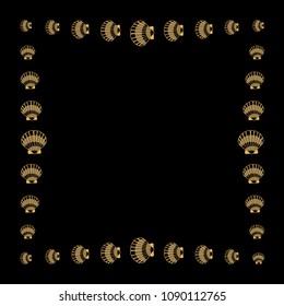 Gold seashell vector graphics, pearl bivalved mollusks illustration. Oceanic scallop, bivalve pearl shell, marine mollusk isolated wild life-nature background. Simple sea shell graphic design.