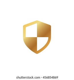 gold security icon or button in flat style isolated vector illustration on white background