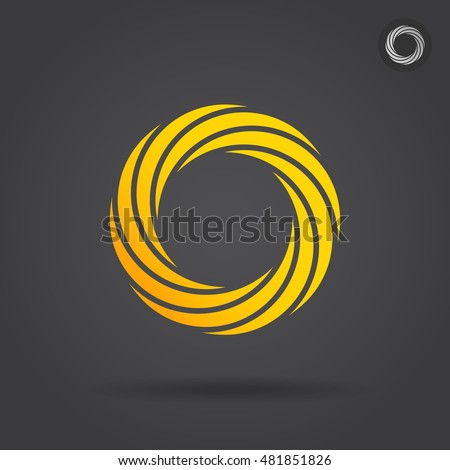 Gold segmented circle, single icon, 2d vector illustration on dark background, eps 10