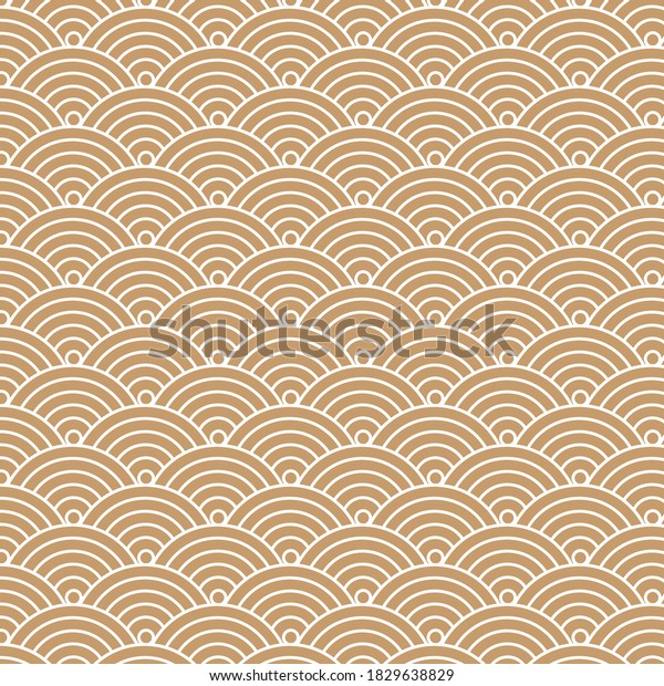 Gold Seigaiha Ocean Wave Fish Scale Stock Vector (Royalty Free ...