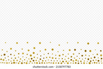 Gold Sequin Anniversary Vector Transparent Background. Transparent Glow Card. Golden Dot Glamour Postcard. Dust Holiday Pattern.