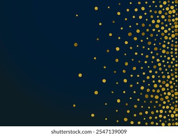 Gold Sequin Christmas Vector Black Background. Golden Dot Postcard. Shiny Circle Modern Banner. Polka Anniversary Invitation.