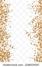 Fondo transparente blanco del vector de glamour de la secuencia de oro. Tarjeta Confetti de papel. Patrón de efectos de centraje dorado. Fondo de Star Light.