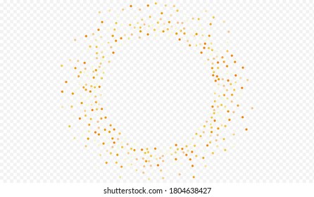 Gold Sequin Modern Transparent Background. Abstract Dot Pattern. Yellow Sparkle Art Design. Dust Festive Postcard.