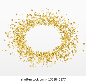Gold sequins background. Bubble for text.