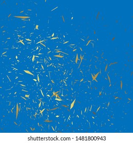 gold sequins, blue background, seamless pattern, vector illustration.