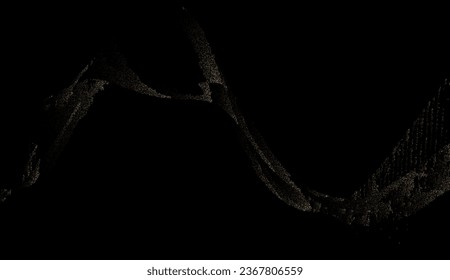 El oro secuestra el polvo de brillo aislado en el fondo negro. Ilustración vectorial.