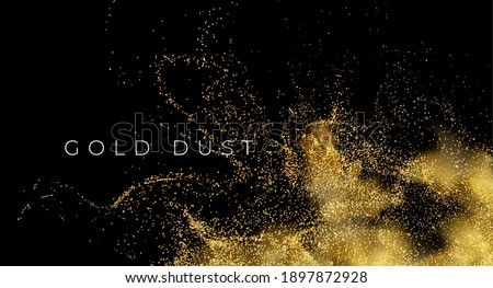 Gold sequins glitter dust isolated on black background. Vector illustration EPS10