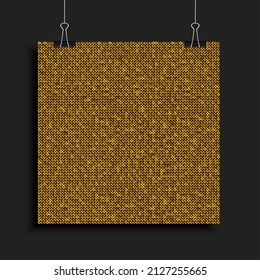 Gold sequins, glitters, sparkles, paillettes, mosaic background template. Abstract luxury halftone vector creative backdrop. Golden rounds with gradient trendy. Vibrant shiny dots glitter texture