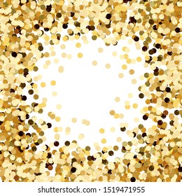 Gold sequins isolated on white background. Gold confetti.
