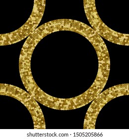 Gold Sequins Luxury Seamless Pattern with Circles . Holiday Background