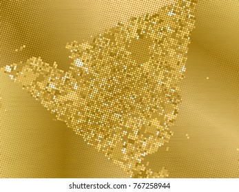 Gold sequins texture. Abstract halftone background. Vector golden pattern of round elements.