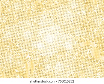 Gold sequins texture. Abstract halftone background. Vector golden pattern of round elements.