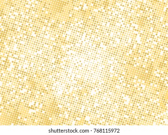 Gold sequins texture. Abstract halftone background. Vector golden pattern of round elements.