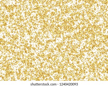 Gold sequins texture realistic design isolated on white background, golden glitter