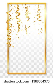 Gold serpentine frame icon. Realistic illustration of gold serpentine frame vector icon for web design