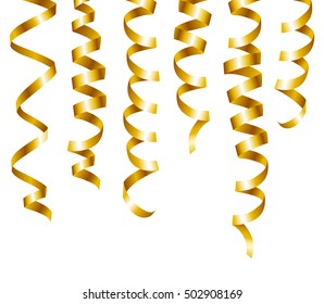 Gold serpentine isolated on white  background. Vector illustration.