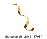 Gold serpentine streamer ribbon vector background. Golden celebration paper spiral decoration isolated on white for gift, greeting, festive design.