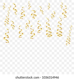 Gold serpentine, transparent background. Vector illustration.