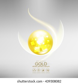 Gold Serum or Collagen and Vitamin Background Skin Care Cosmetic.