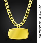 gold set of chain and the plaque