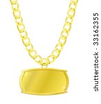 gold set of chain and the plaque isolated on white version