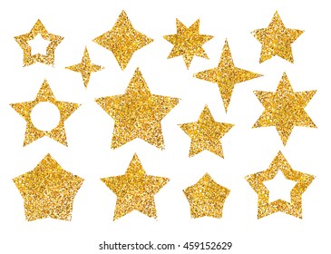 Gold Set Golden Star Collection Gloss Stock Vector (Royalty Free ...