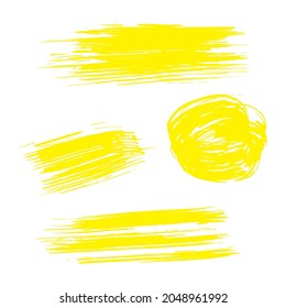 Juego De Oro De Banner Cepillado De Mano Dibujada. Cuadros De Agua Dorada. Cepillos sucios amarillos. Estilo Grunge. Logo de la angustia. Fondo sucio. Pintura de pincel. Vintage acuarela. 