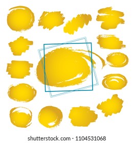 gold set of hand drawn scribble line shapes. Set of hand drawn scribble symbols isolated. Doodle style sketches. Shaded and hatched badges