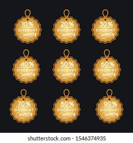 Gold set labels.Christmas discount tags for the holiday season.