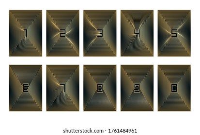 Gold set of numbers with blend style for notebooks, brochures, cards, flyers, posters. Greeting and business cover design layout