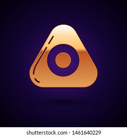 Gold Sewing chalk icon isolated on dark blue background.  Vector Illustration
