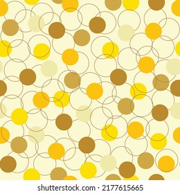 Gold shaded color geometric seamless pattern. Brighten yellow round circles on cream yellow background. Elegant graphic design vector. Interior design, textile, fabric, surface pattern. Peper wrapped.