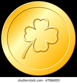 Shamrock Threeleaf Clover Gold Coin Stars Stock Vector (Royalty Free ...