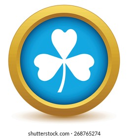 Gold shamrock icon on a white background. Vector illustration