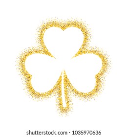 Gold Shamrock leave icon - Saint Patricks Day symbol, glittering shamrock leafsolated on white background - Happy patricks symbol for your web design, logo - vector illustration
