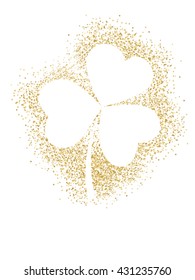 Gold Shamrock on a white background. Golden Shamrock is a symbol of St. Patrick's day. The feast of Saint Patrick is celebrated on March 17