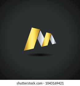 gold shape letter M vector logo