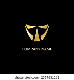 Gold shape triangle company logo vector image