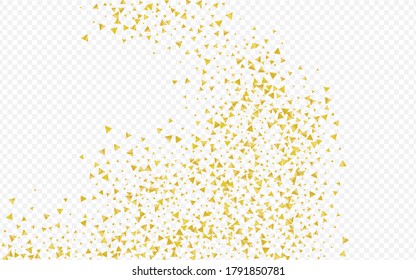 El Oro Comparte Un Fondo Transparente. Invitación a la lluvia brillante. Textura dorada de la secuencia dorada. Tarjeta de Navidad Triángulo.