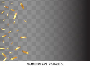Gold Shavings Vector Transparent Background. Luxurious Paint Christmas Postcard. Stroke Isolated Banner. Glitter Anniversary Texture.