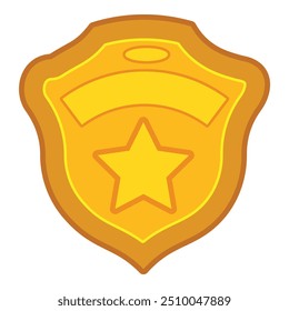 La insignia del sheriff de oro muestra una estrella en el medio y un Anuncio para agregar texto personalizado