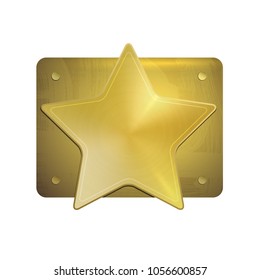 Gold sheriff star abstract texture. Brushed, polished surface medal textured for design concepts, web, print, poster,interfaces, applications. Metallic vector illustration. American sherif buckle