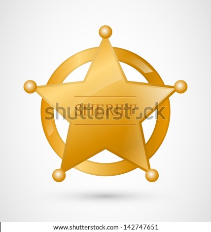 Gold Sheriff Star Badge with shadow