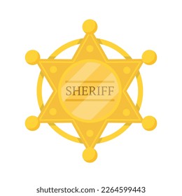 Goldener Sheriff-Star-Button. Sheriff. Vektorgrafik. 