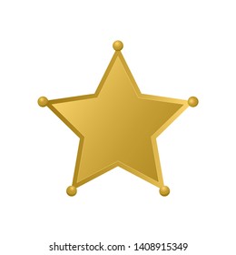 Gold Sheriff star isolated on white background. Police badge vector icon. Golden pentagonal star. Easy to edit template for your design. svg