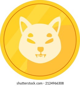 Gold shiba inu icon isolated on white background. Crypto currency symbol modern, simple, vector, logo for website design, mobile app, ui. Flat Vector Illustration EPS 10 