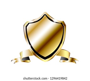 Gold shield background with space for your text. Vector illustration.