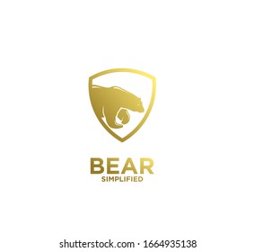 Símbolo de diseño del icono del logotipo del oso dorado con fondo blanco aislado