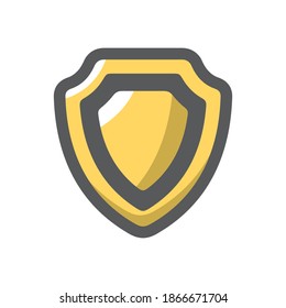 Gold Shield Coat Arms Vektorsymbol Cartoon Illustration.